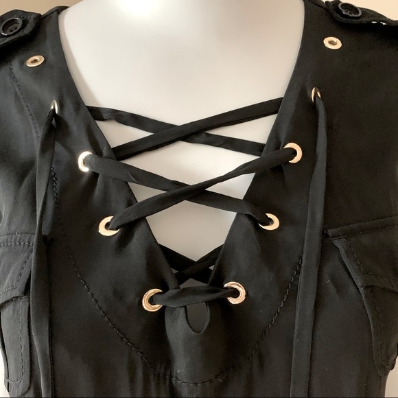 MOSCHINO 100% Silk Lace Up Black Dress - Picture 2 of 16